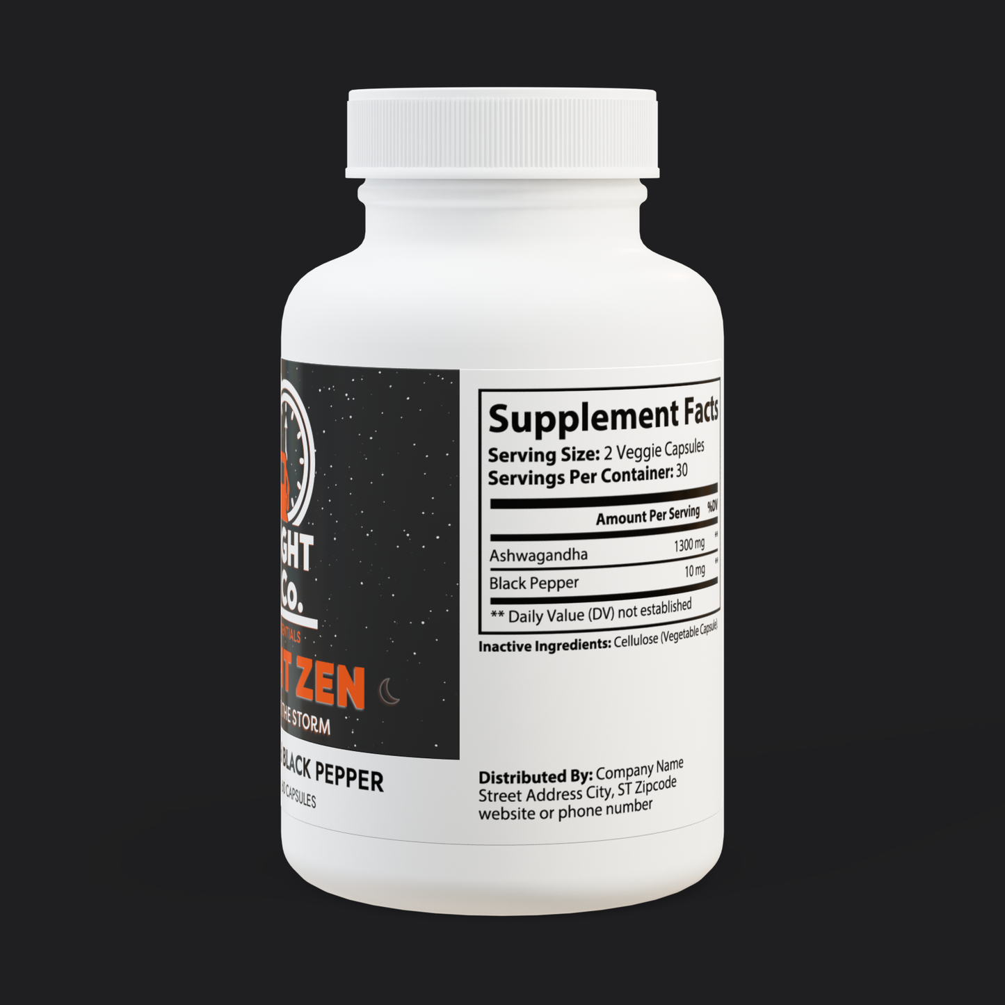 Midnight Zen – Find peace after the storm. Ashwagandha and Black Pepper Supplement