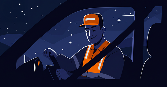Rideshare driver staying energized during the night shift.